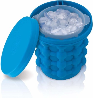 NITYA SALES 1 L Silicone Ice Cube Maker | The Innovation Space Saving Ice Cube Genie Ice Bucket(Blue)