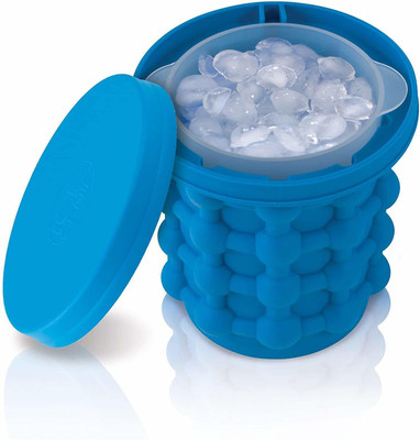 NITYA SALES 1 L Silicone Ice Cube Maker | The Innovation Space Saving Ice Cube Genie Ice Bucket(Blue)