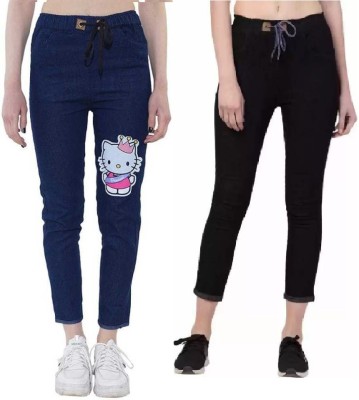 GLAMHOOD Jogger Fit Women Blue, Black Jeans(Pack of 2)