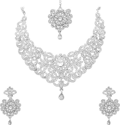 Rukma Alloy Rhodium White Jewellery Set(Pack of 1)