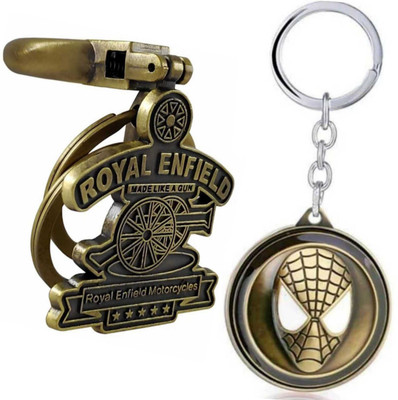 Blue Aura Combo OF Golden Metal Keychain & Spiderman Keychain Key Chain