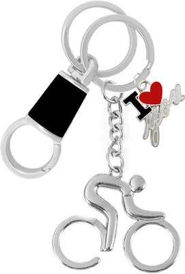 KYP Fashion Bicycle Design Pendant Love KeyRing Silver Locking Hook Key Chain