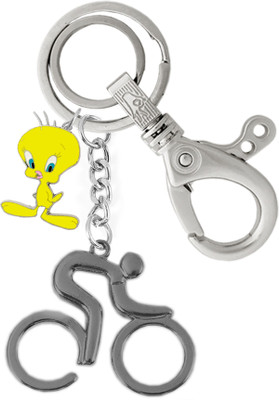 KYP Fashion Bicycle Design Pendant Tweety KeyRing Grey Locking Hook Key Chain