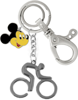 KYP Fashion Bicycle Design Pendant Mickey Mouse KeyRing Grey Locking Hook Key Chain