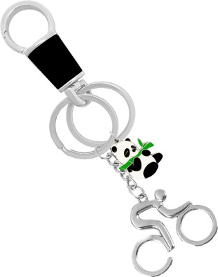 KYP Fashion Bicycle Design Pendant Panda KeyRing Silver Locking Hook Key Chain