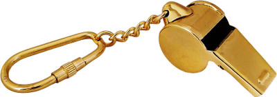 Shoptreed Antique Security Guard Whistle Brass-Gold Finish Key Chain