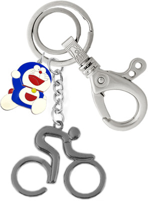 KYP Fashion Bicycle Design Pendant Doraemon KeyRing Grey Locking Hook Key Chain