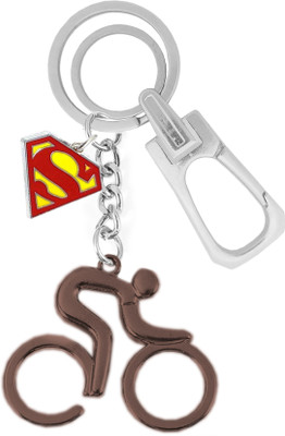 KYP Fashion Bicycle Design Pendant Superman KeyRing Brown Locking Hook Key Chain