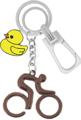 KYP Fashion Bicycle Design Pendant Cute Duck Key Ring Brown Locking Hook Key Chain