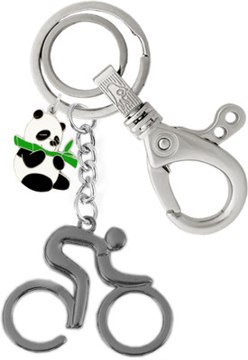 KYP Fashion Bicycle Design Pendant Panda KeyRing Grey Locking Hook Key Chain