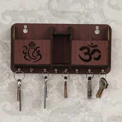 CAPIO ART DESIGNER & TRENDY KEY HOLDER/ WALL ORGANISER/WALL DECOR/WALL HOOK. Wood, Steel Key Holder(8 Hooks, Brown)