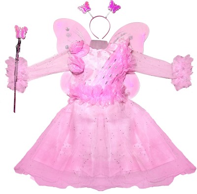 Kids Wear Fashion Girls Midi/Knee Length Festive/Wedding Dress(Pink, Full Sleeve)