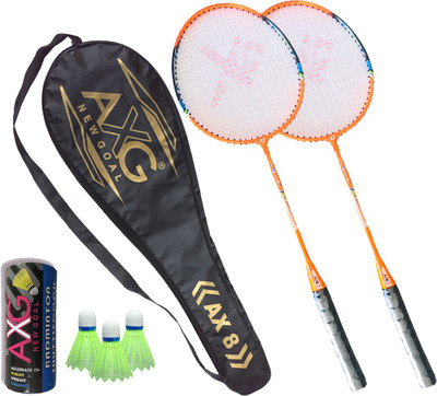 AXG NEW GOAL Inescapable Aluminium Badminton Racquets (Set Of 2) 3 Plastic Shuttles And Cover Badminton Kit