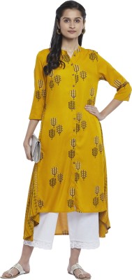 Rangmanch by Pantaloons Women Printed Asymmetric Kurta(Yellow)