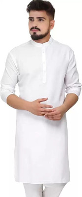 Maruti Enterprise Men Solid Straight Kurta(White)