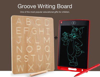 SHALAFI Alphabet Learning Board For blind kids Practicing Tracing Board+LCDWritinTablet(Beige, Multicolor)