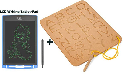 SHALAFI Learning Educational Alphabet Board AtoZ Tracing Board Slate+LCD Writing Tablet(Beige, Multicolor)