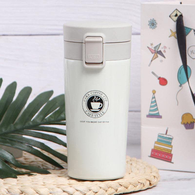 Home Brilliant Coffee/Tea Travel Vacuum Sipper Cap with Leak Proof Lid for Hot Cold Drinks Stainless Steel Coffee Mug(380 ml)