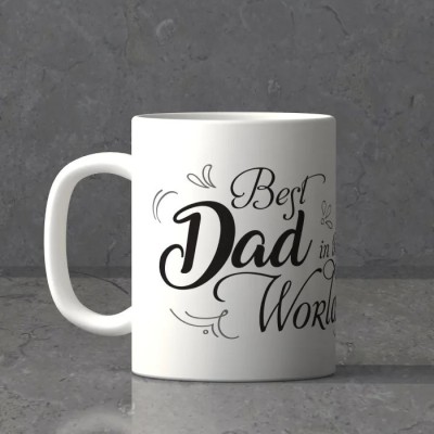 Vidaara Best Dad in the World Personalized White Ceramic Coffee Mug(300 ml)