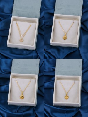 BRANDSOON Women and Girls Diamond Gold-plated pack of 4 Mother of Pearl Chain Diamond Beads Gold-plated Plated Brass Chain