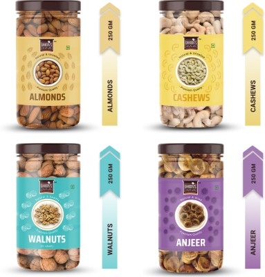 Grannys Dryfruits Almonds Cashews Walnut Fig Combo Pack Of 4 (250gx4 ) Premium,Healthy& Fresh Almonds, Cashews, Walnuts, Figs(4 x 250 g)