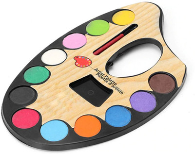 Mopslik Plastic 12 Paint Wells Palettes  with Lid(Set of 12, Multicolor)