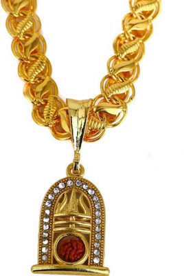Sipradh Shivling Trisul rudraksh & koyali chain Gold-plated Cubic Zirconia Alloy Pendant Set