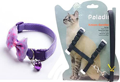Rvpaws Cat Body Harness Leash Nylon Set Cat Collar & Leash(Medium, Black)