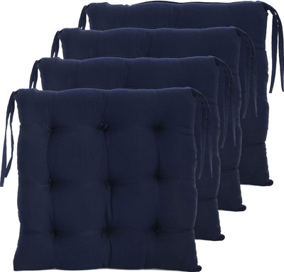 AMAK INC Microfibre Solid Chair Pad Pack of 4(Blue)