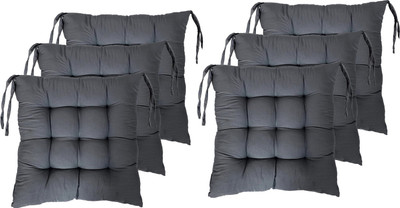 AMAK INC Microfibre Solid Chair Pad Pack of 6(Grey)