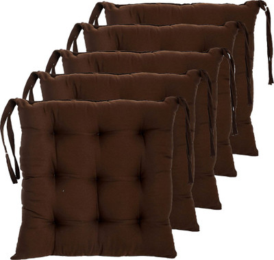 AMAK INC Microfibre Solid Chair Pad Pack of 5(Brown)