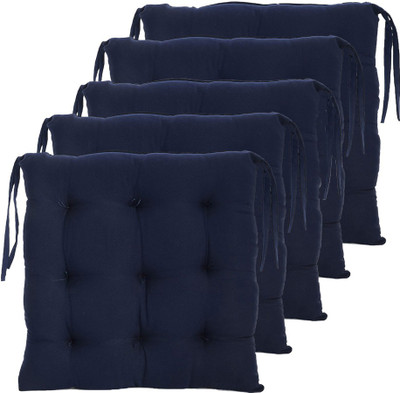 AMAK INC Microfibre Solid Chair Pad Pack of 5(Blue)