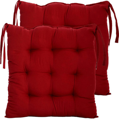 AMAK INC Microfibre Solid Chair Pad Pack of 2(Red)