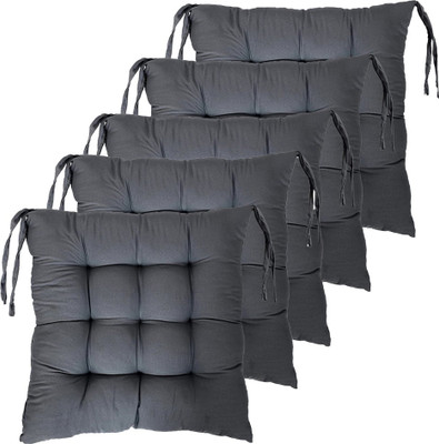 AMAK INC Microfibre Solid Chair Pad Pack of 5(Grey)