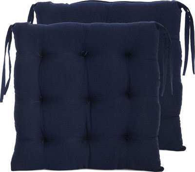 AMAK INC Microfibre Solid Chair Pad Pack of 2(Blue)