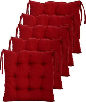 AMAK INC Microfibre Solid Chair Pad Pack of 5(Red)