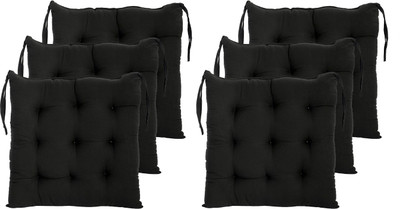 AMAK INC Microfibre Solid Chair Pad Pack of 6(Black)