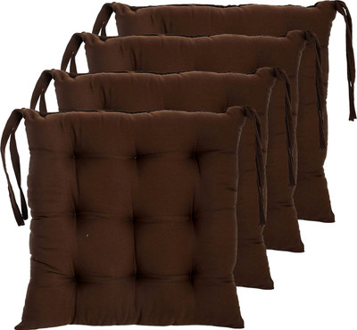 AMAK INC Microfibre Solid Chair Pad Pack of 4(Brown)