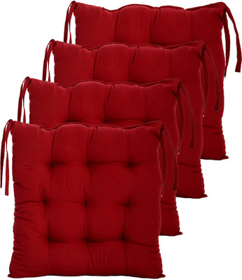 AMAK INC Microfibre Solid Chair Pad Pack of 4(Red)
