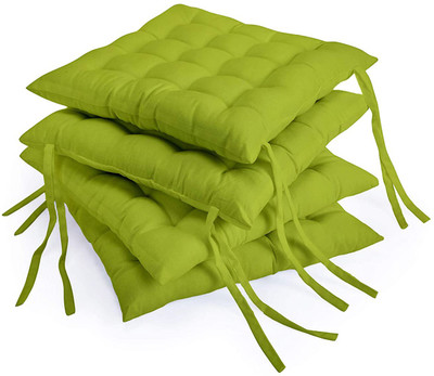 AMAK INC Microfibre Solid Chair Pad Pack of 4(Green)
