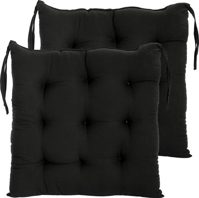 AMAK INC Microfibre Solid Chair Pad Pack of 2(Black)