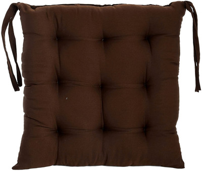 AMAK INC Microfibre Solid Chair Pad Pack of 1(Brown)