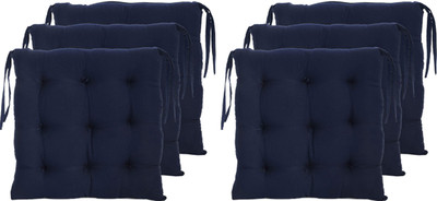AMAK INC Microfibre Solid Chair Pad Pack of 6(Blue)