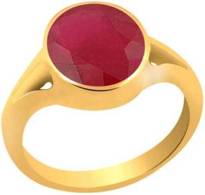 S KUMAR GEMS & JEWELS Natural Certified Ruby (Manik) Gemstone 5.25 Ratti or 4.85 Carat for Male & Female Panchdhatu 22K Gold Plated Alloy Ruby Gold Plated Ring