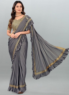 3Buddy Fashion Self Design Bollywood Silk Blend Saree(Grey)