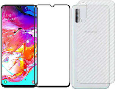 ELEF Front and Back Tempered Glass for Samsung A70 front 11D Tempered Glass Back Ultra Thin 0.2mm Matte Carban Skin(Pack of 1)
