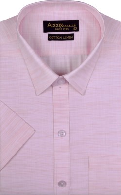 ACCOX Men Solid, Self Design Formal Pink Shirt