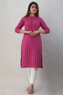 Ravi Collections Women Printed Straight Kurta(Pink)