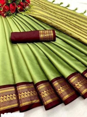 Anp Store Woven Banarasi Jacquard Saree(Light Green)