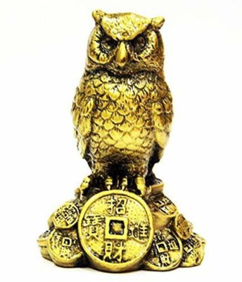 jangra FENG Shui VASTU Yellow Feng Shui Owl A Symbol of Wisdom and Protection from Evil Decorative Showpiece  -  9 cm(Resin, Gold)